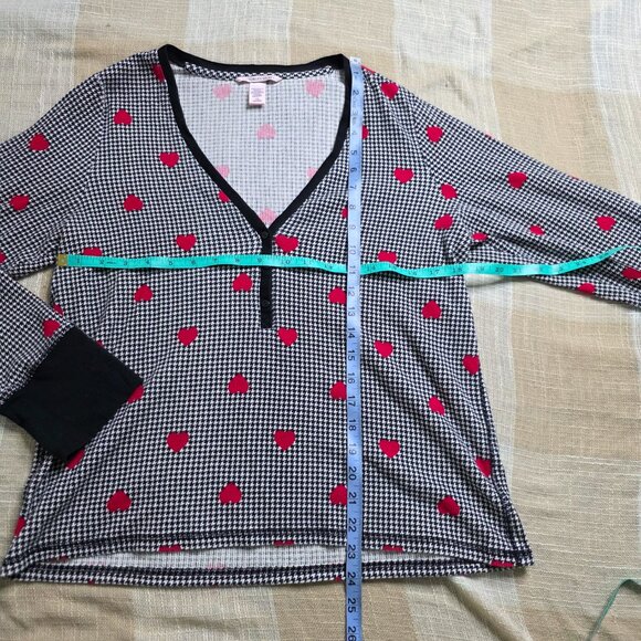 y2k Victoria's Secret Girly Femi Cottage Coquette Gingham & Hearts Thermal PJ's - Picture 9 of 14
